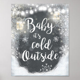 Affiche Enseigne Bébé Il Fait Froid Dehors Décor d'Hiver R
