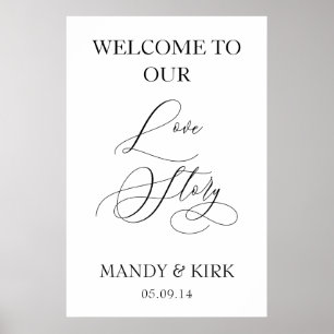Affiche Enseigne « Bienvenue dans notre histoire d'amour »