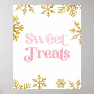 Affiche Enseigne Bonbons Rose Or Winter Onederland