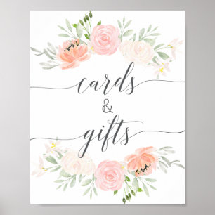 Affiche Enseigne Cadeaux et Cartes Rose Pâle