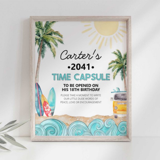 Affiche Enseigne capsule temporelle de fête de surf (Créateur téléchargé)