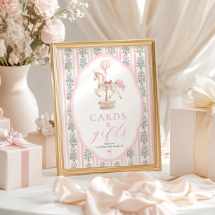 Affiche Enseigne Carousel Cartes Roses et Cadeaux