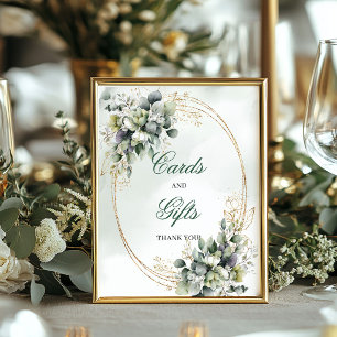 Affiche Enseigne Cartes Et Cadeaux Aquarelle Vert Doré