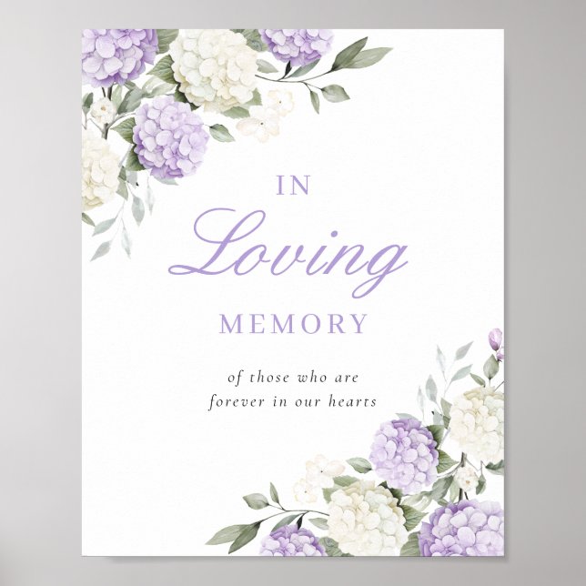 Affiche Enseigne commémorative Purple Hydrangea en souveni (Devant)
