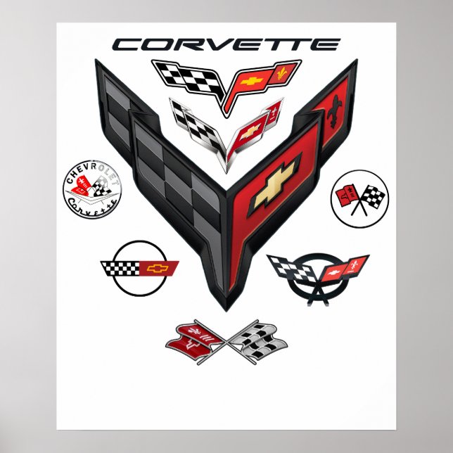 AFFICHE ENSEIGNE CORVETTE 8 GÉNÉRATIONS (Devant)