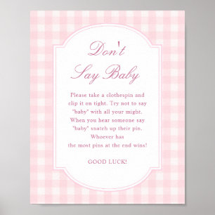 Affiche Enseigne de Baby Shower Rose 'Ne dites pas Bébé'