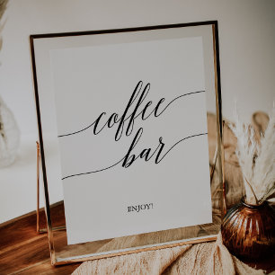 Affiche Enseigne de bar à café en calligraphie noire éléga