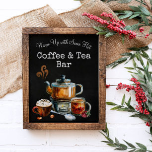 Affiche Enseigne de bar à café et thé chaud