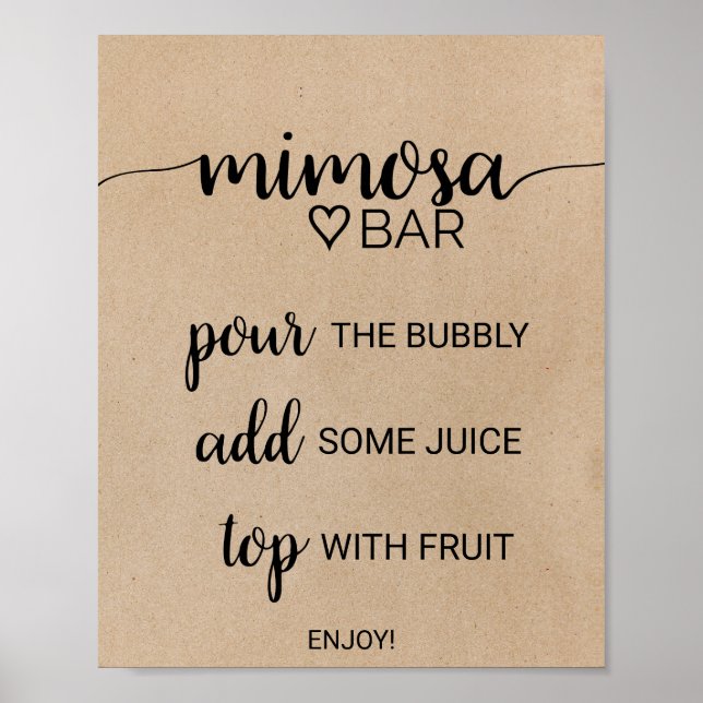 Affiche Enseigne de bar à Mimosa avec calligraphie kraft f (Devant)