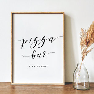 Affiche Enseigne de bar à pizza de mariage de calligraphie