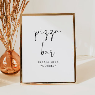 Affiche Enseigne de bar à pizza, station de nourriture min