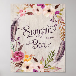 Affiche Enseigne de bar à sangria Faveurs de mariage de Ba