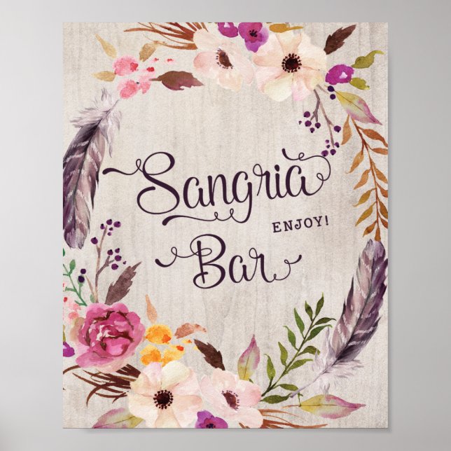 Affiche Enseigne de bar à sangria Faveurs de mariage de Ba (Devant)