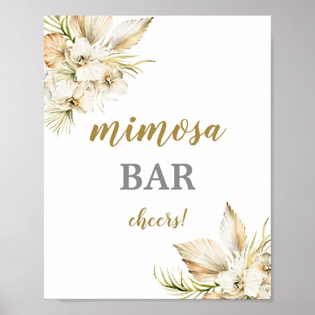 Affiche Enseigne de bar Boho Desert palmiers séchés Mimosa (Devant)