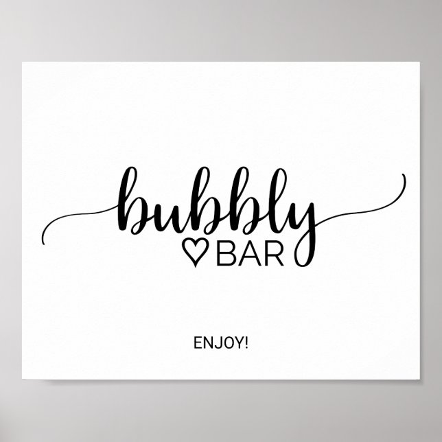 Affiche Enseigne de bar bulles en calligraphie noire simpl (Devant)