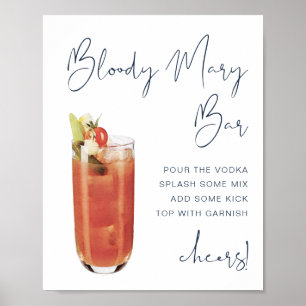 Affiche Enseigne de bar CAITLIN Bloody Mary bleu marine mo