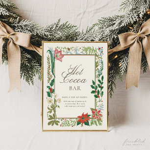 Affiche Enseigne de bar de chocolat chaud de Noël botaniqu