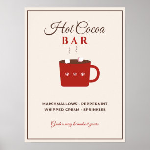 Affiche Enseigne de Bar de Chocolat Chaud Fête de Noël Cho