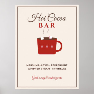 Affiche Enseigne de Bar de Chocolat Chaud Fête de Noël Cho