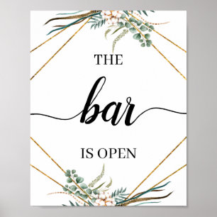 Affiche Enseigne de bar de mariage calligraphiée à la verd