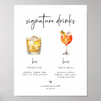 Affiche Enseigne de bar de mariage pour boissons signature