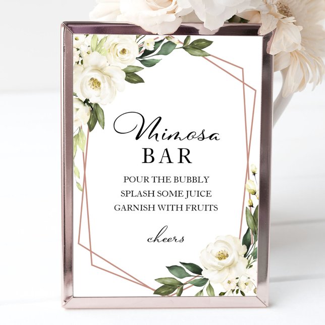 Affiche Enseigne de bar géométrique de verdure blanche Mim (Créateur téléchargé)