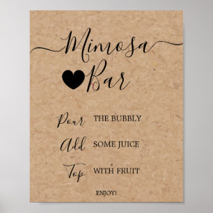 Affiche Enseigne de bar Mimosa à calligraphie simple en fa