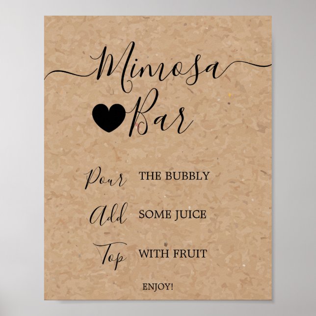 Affiche Enseigne de bar Mimosa à calligraphie simple en fa (Devant)