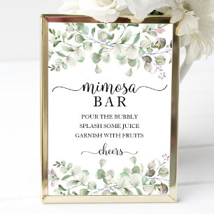 Affiche Enseigne de bar Mimosa aquarelle Eucalyptus Verdur