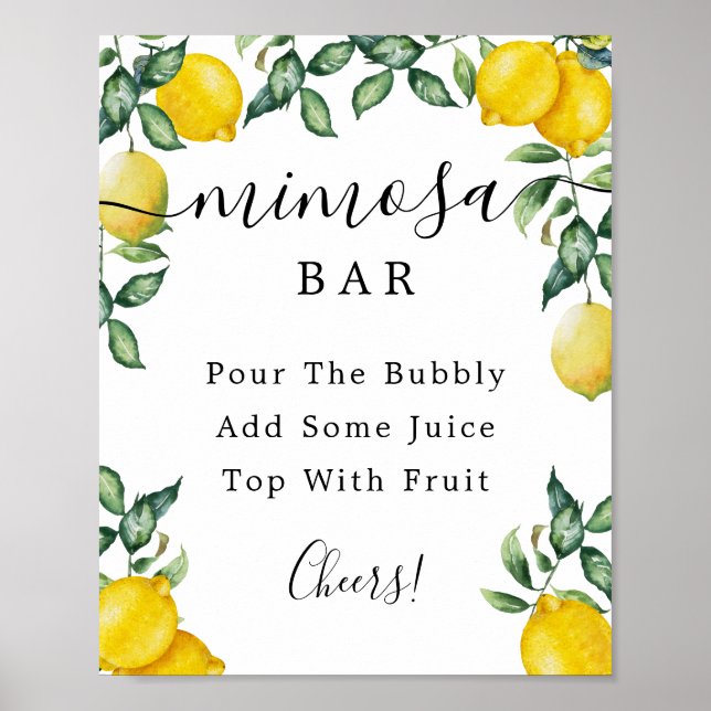 Affiche Enseigne de bar Mimosa aux citrons (Devant)