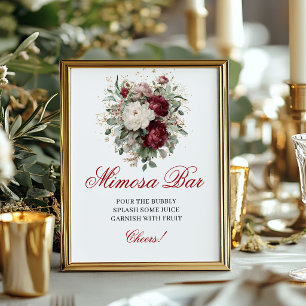 Affiche Enseigne de bar Mimosa Burgundy Blush charmant 20x