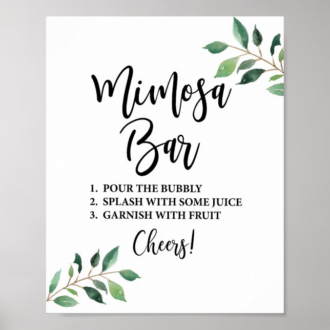 Affiche Enseigne de bar Mimosa de mariage ou de fête avec  (Devant)