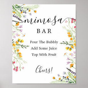 Affiche Enseigne de bar Mimosa Fleurs sauvages