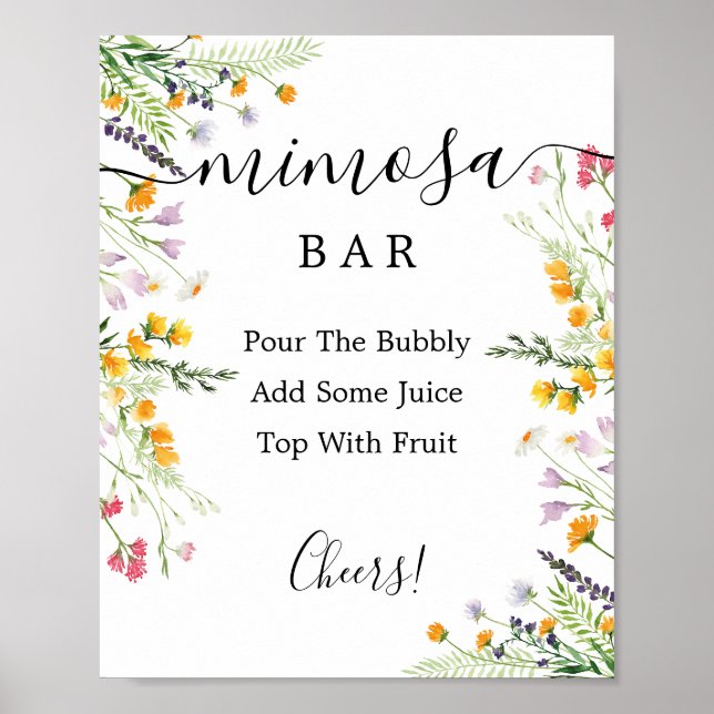 Affiche Enseigne de bar Mimosa Fleurs sauvages (Devant)