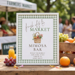 Affiche Enseigne de bar Mimosa Gingham Market pour enterre