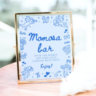Affiche Enseigne de bar Modern Blue Hand Drawn Baby Shower