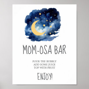 Affiche Enseigne de bar Mom-osa Lune et Étoiles Maman
