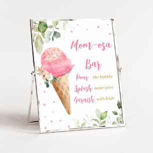 Affiche Enseigne de bar Mom Osa pour Baby Shower Glace Ros