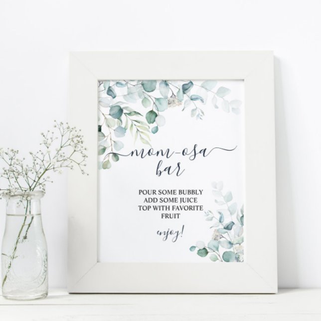 Affiche Enseigne de bar Momosa Feuilles de Eucalyptus Verd (Créateur téléchargé)