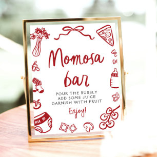 Affiche Enseigne de bar Momosa italienne rouge dessinée à 