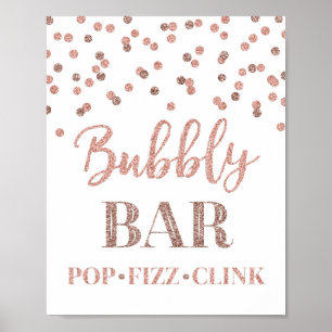 Affiche Enseigne de bar pétillant en confetti or rose