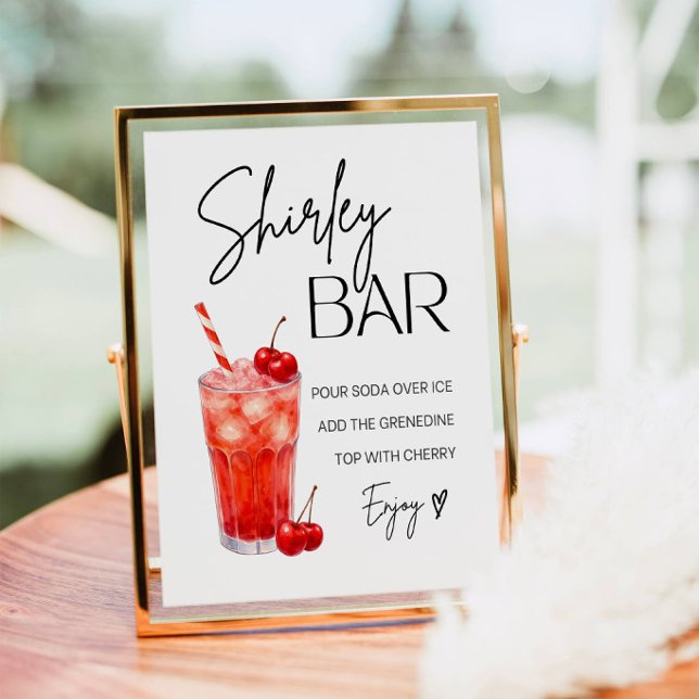 Affiche Enseigne de bar Shirley Temple aquarelle (Créateur téléchargé)