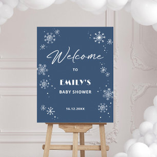 Affiche Enseigne de bienvenue Baby Shower Flocons de neige