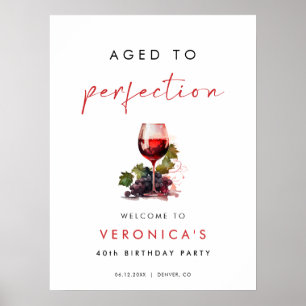 Affiche Enseigne de bienvenue d'anniversaire de vin vieill