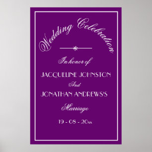 Affiche Enseigne de bienvenue de mariage élégante avec nom
