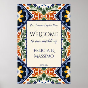 Affiche Enseigne de bienvenue de mariage mexicain vintage