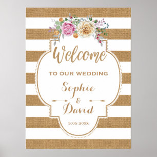 Affiche ENSEIGNE DE BIENVENUE Mariage Fleurs Rustiques Toi