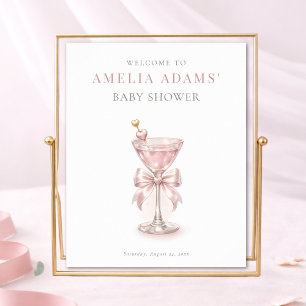 Affiche Enseigne de bienvenue pour Baby Shower fille Rose