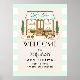 Affiche Enseigne de bienvenue pour Baby Shower French Cafe