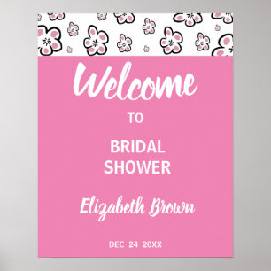 Affiche Enseigne de Bienvenue pour une Baby Shower Rose Am
